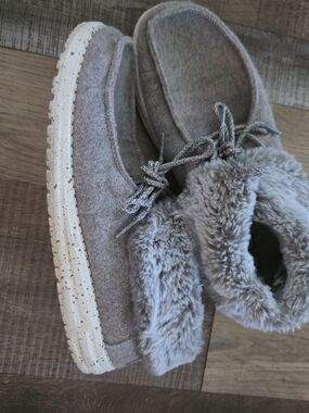 Cozy Gray Faux Fur Lined Slip-On Hey Dudes